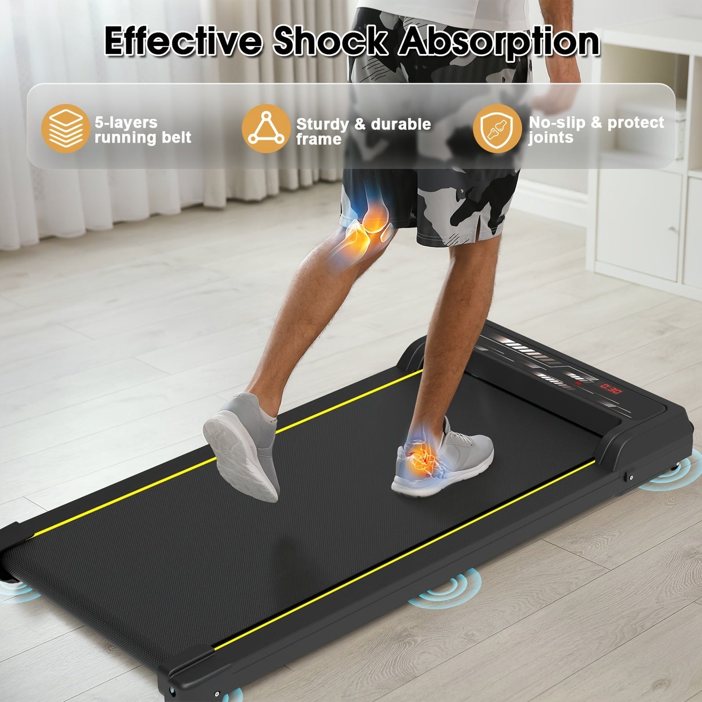 Under Desk Walking Pad - Home Gym Office Fitness Equipment(Black)