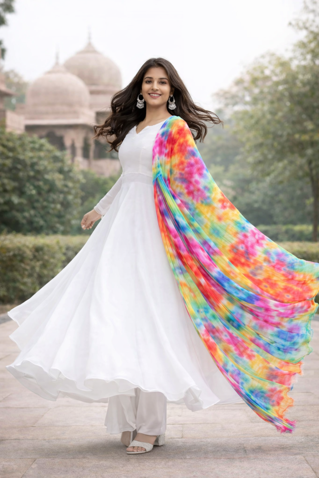 Roohani Adaa White Anarkali Set