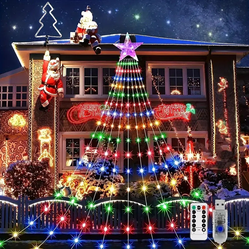 Dazzling Drapes: 200 LED Waterfall Lights for Christmas Trees