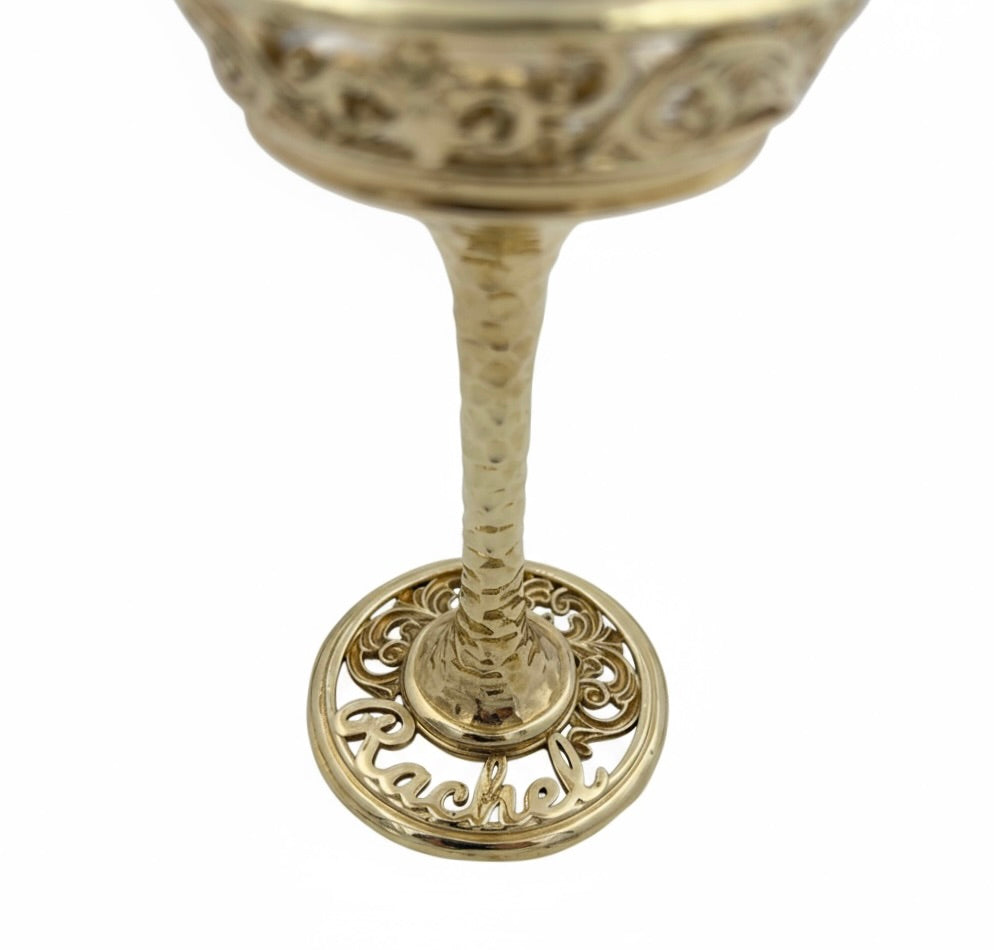 Personalized wine glasses set | electro-formed metal base in gold, silver or antique | set of 2 or 4