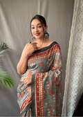 Divyanka Kalamkari Malai Cotton Saree