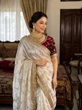 Madhubala Ivory Saree with Stitched Blouse