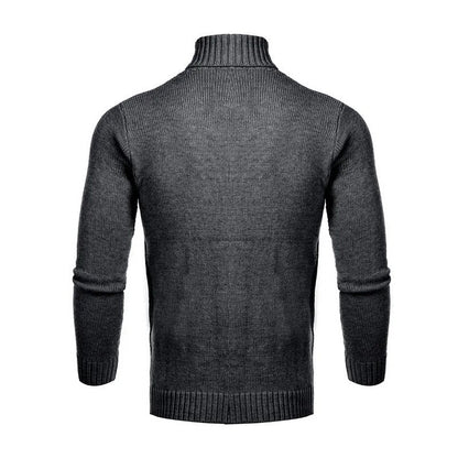 Men's Turtleneck Warm Pullover Knitted Sweater (Dark Grey)
