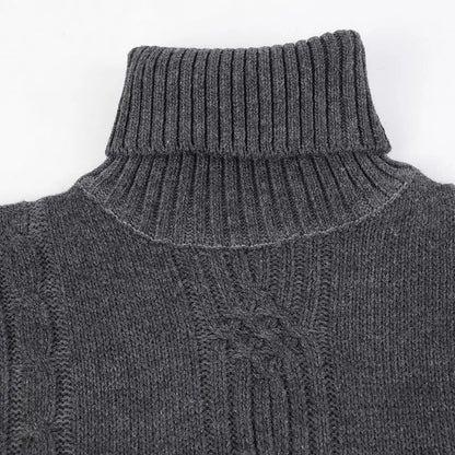 Men's Turtleneck Warm Pullover Knitted Sweater (Dark Grey)