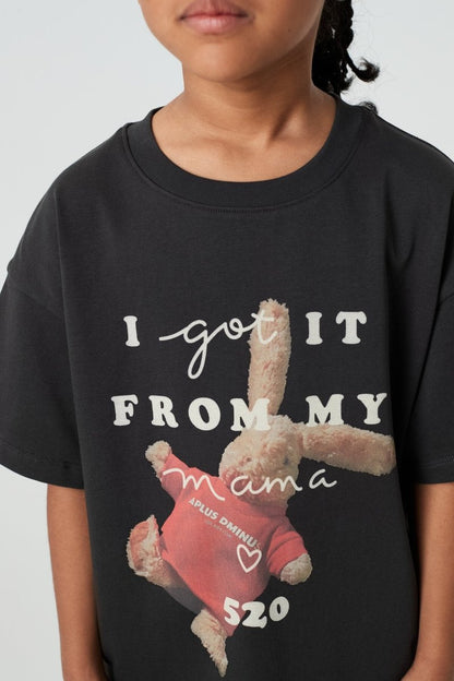 Kids APLUS DMINUS Love Mom Bunny Graphic T-Shirt – 100% Cotton Boxy Fit Tee