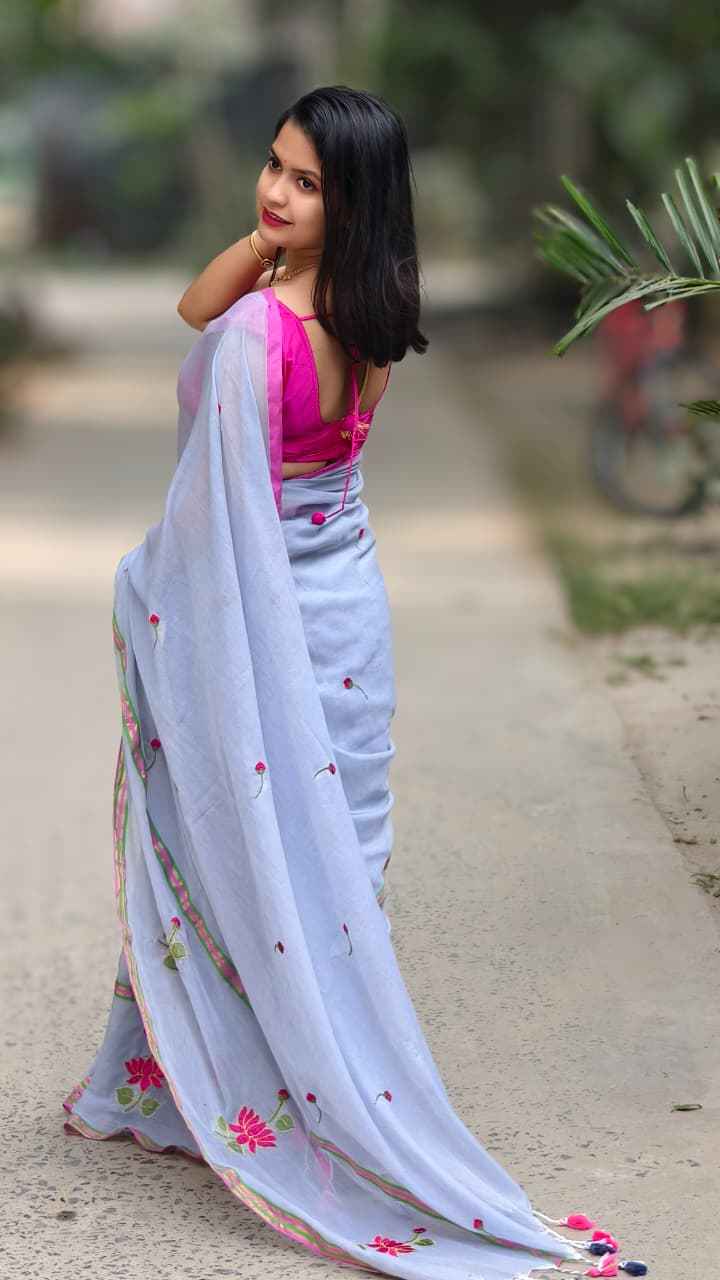 Misty Mul Cotton Embroidered Saree