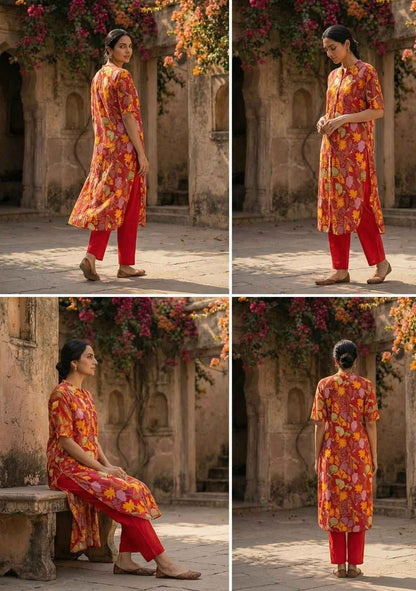 Naira Autumn A-Line Kurti Set
