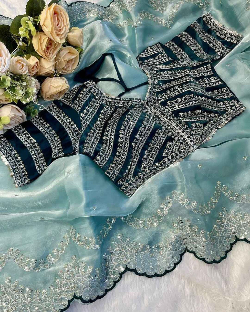 Neelkamal Zimmy Choo Satin Saree