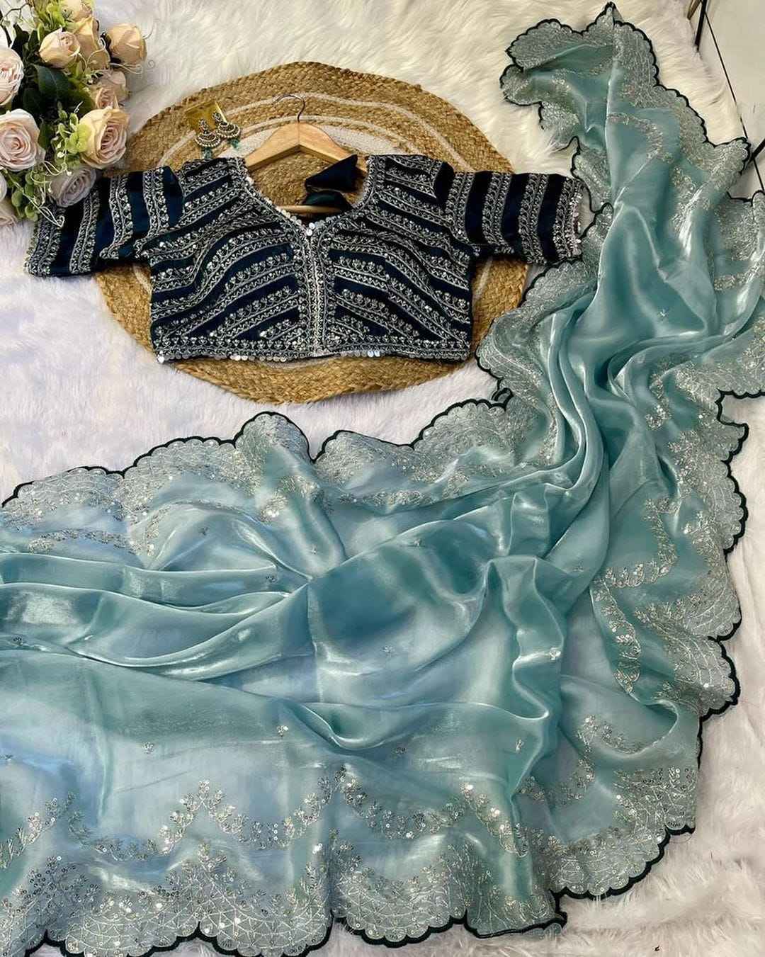 Neelkamal Zimmy Choo Satin Saree