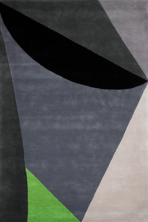 Hand Tufted Rug | Grey, Black & Green | Wool | Orbsub by Rugfine
