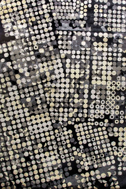 Hand Tufted Rug | Black, Ivory & Gold | Wool | Pebble by Rugfine