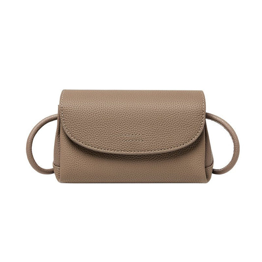 Pebbled Leather Mini Flap Crossbody Shoulder Bag