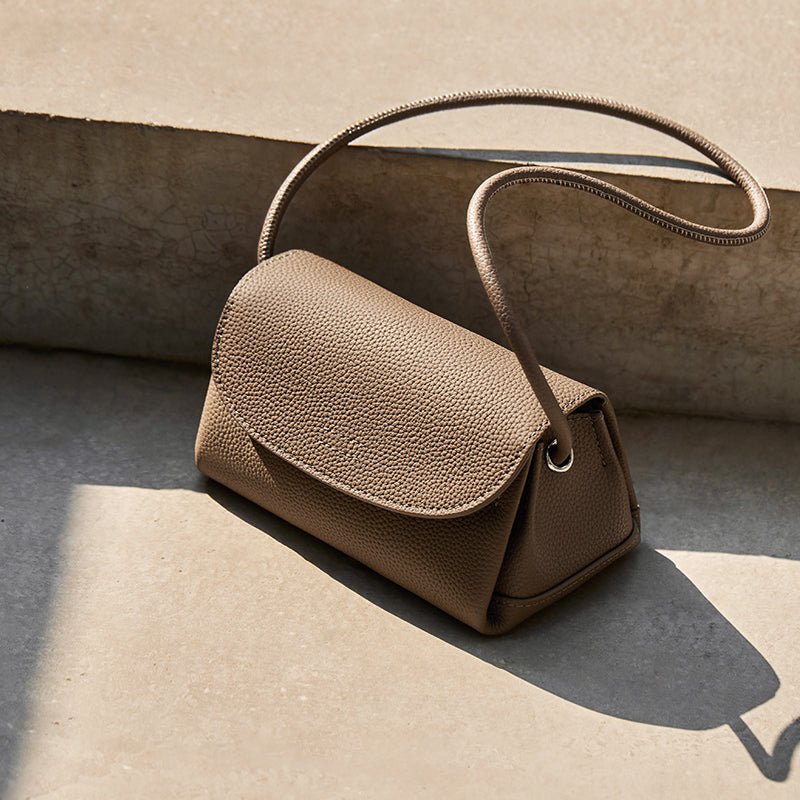 Pebbled Leather Mini Flap Crossbody Shoulder Bag