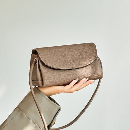 Pebbled Leather Mini Flap Crossbody Shoulder Bag