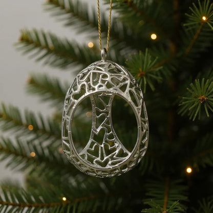 Open Heart egg Christmas ornament | Electroformed metallic bauble in gold, silver or antique | Set of 2 or 4