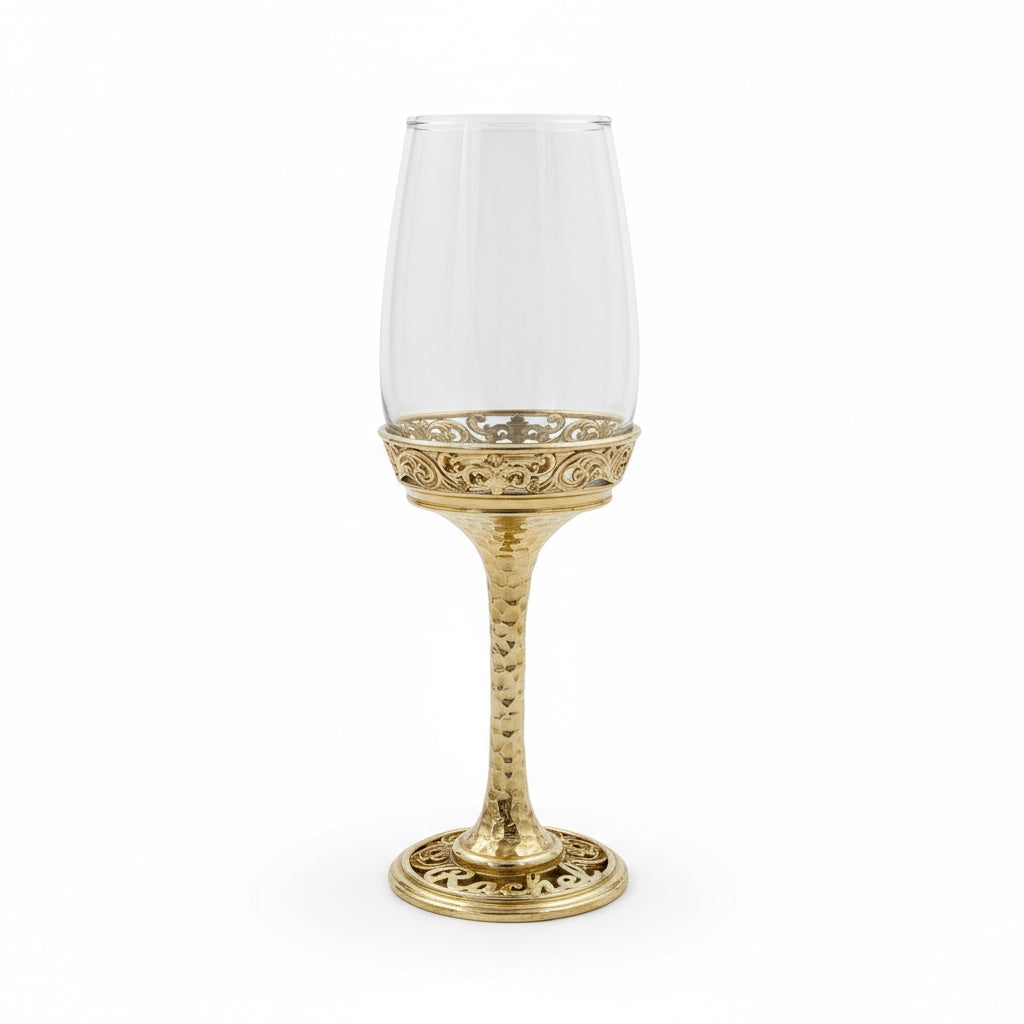 Personalized wine glasses set | electro-formed metal base in gold, silver or antique | set of 2 or 4