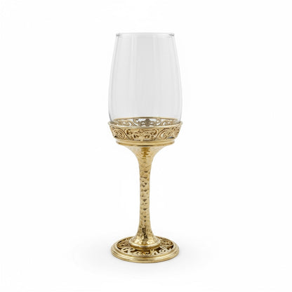 Personalized wine glasses set | electro-formed metal base in gold, silver or antique | set of 2 or 4