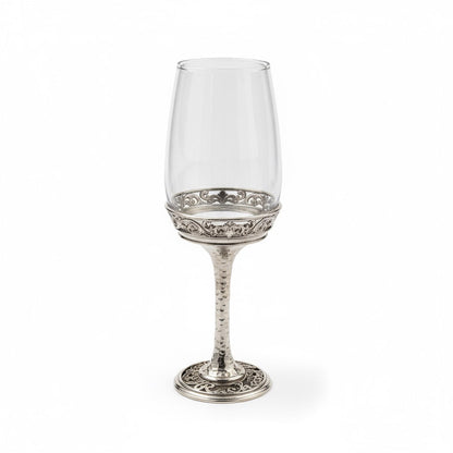 Personalized wine glasses set | electro-formed metal base in gold, silver or antique | set of 2 or 4