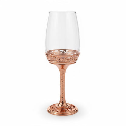 Personalized wine glasses set | electro-formed metal base in gold, silver or antique | set of 2 or 4