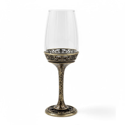 Personalized wine glasses set | electro-formed metal base in gold, silver or antique | set of 2 or 4
