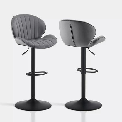 Caryol Velvet Bar Stool [Height Adjustable][Set of 2]