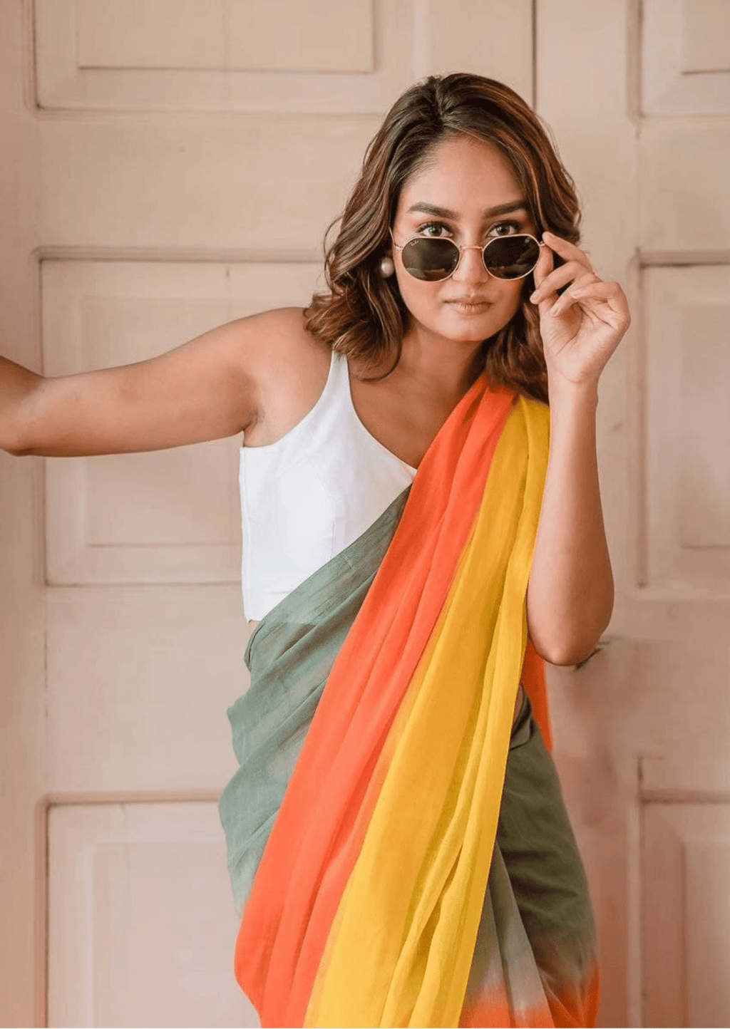 Saanvi Meadow Glow Linen Saree