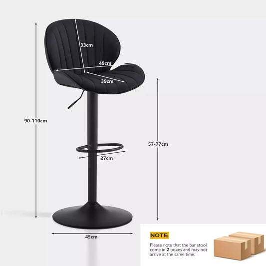 Caryol Velvet Bar Stool [Height Adjustable][Set of 2]