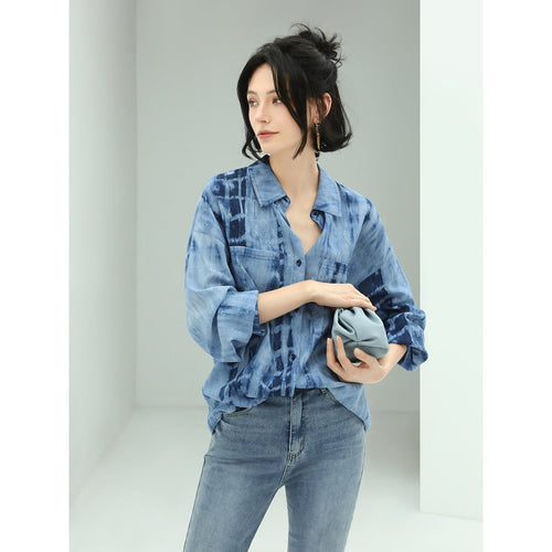 Summer Wave Tie-Dye Casual Blue Shirt