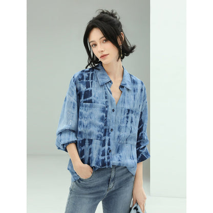 Summer Wave Tie-Dye Casual Blue Shirt