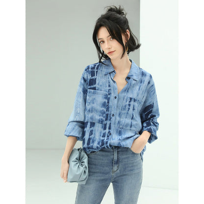 Summer Wave Tie-Dye Casual Blue Shirt