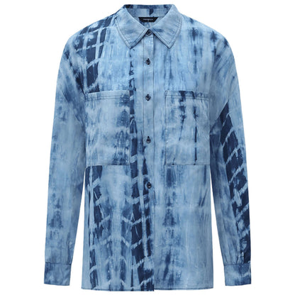 Summer Wave Tie-Dye Casual Blue Shirt