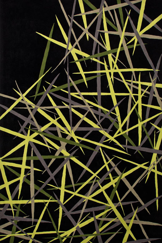 Hand Tufted Rug | Black, Lime & Olive Green | Wool | Surfmist by Rugfine
