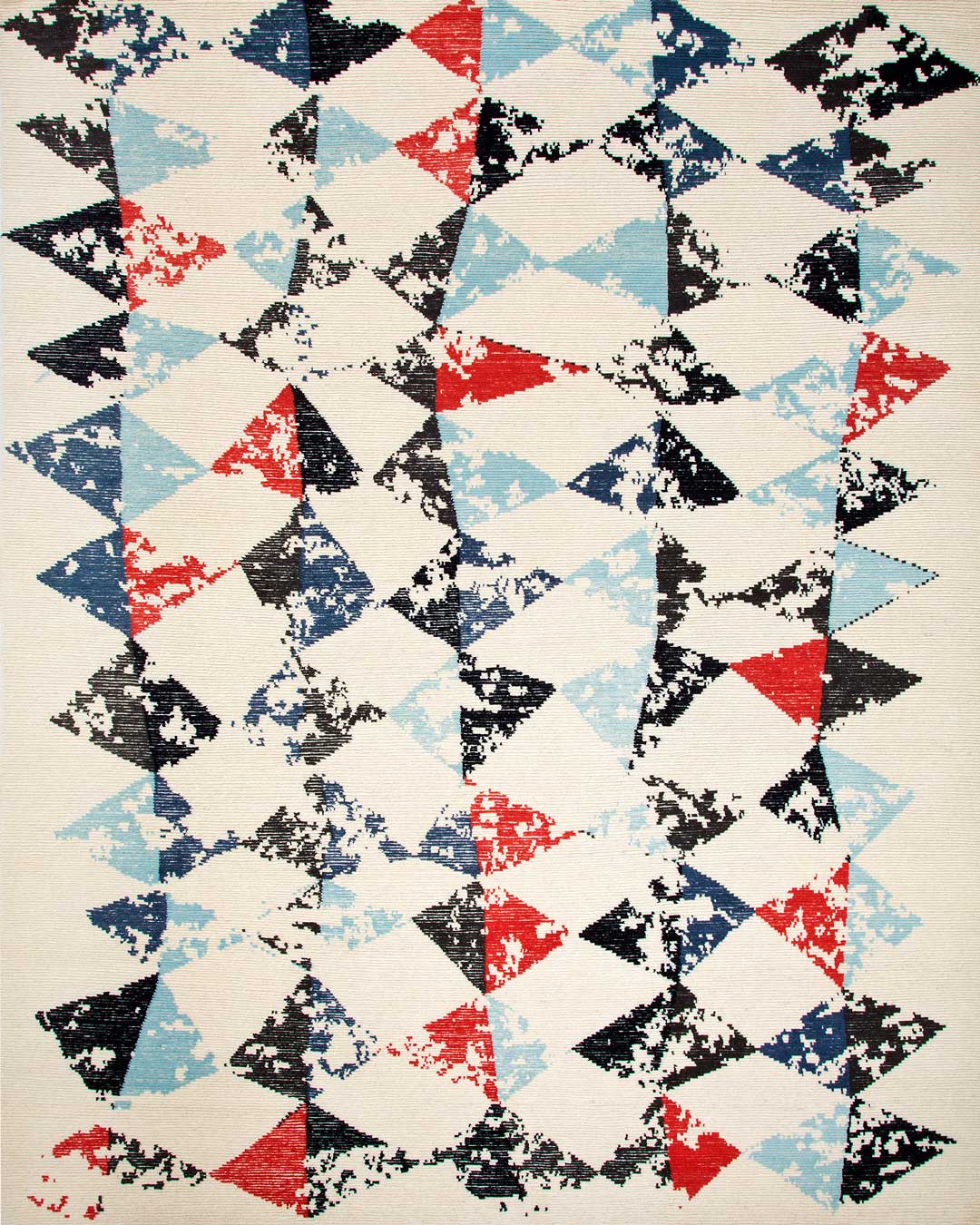 Hand Tufted Wool Rug | Ivory, Navy Blue & Red | Wool | Tiglitz by Rugfine