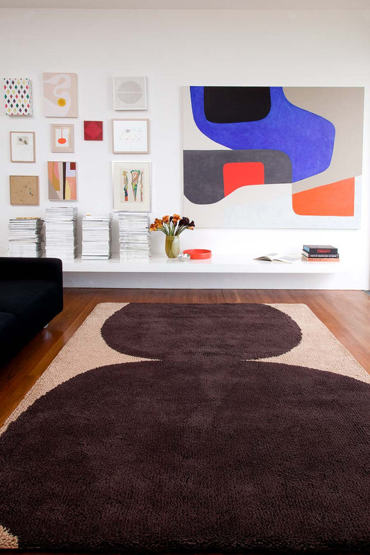 Hand Tufted Wool Rug | Beige & Plum | Wool | Zenchill by Rugfine